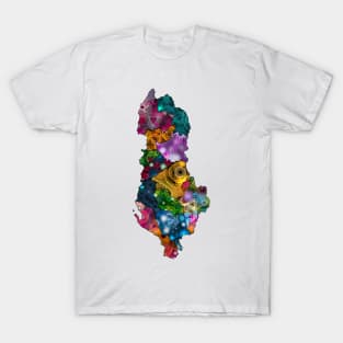 Spirograph Patterned Albania Counties Map T-Shirt